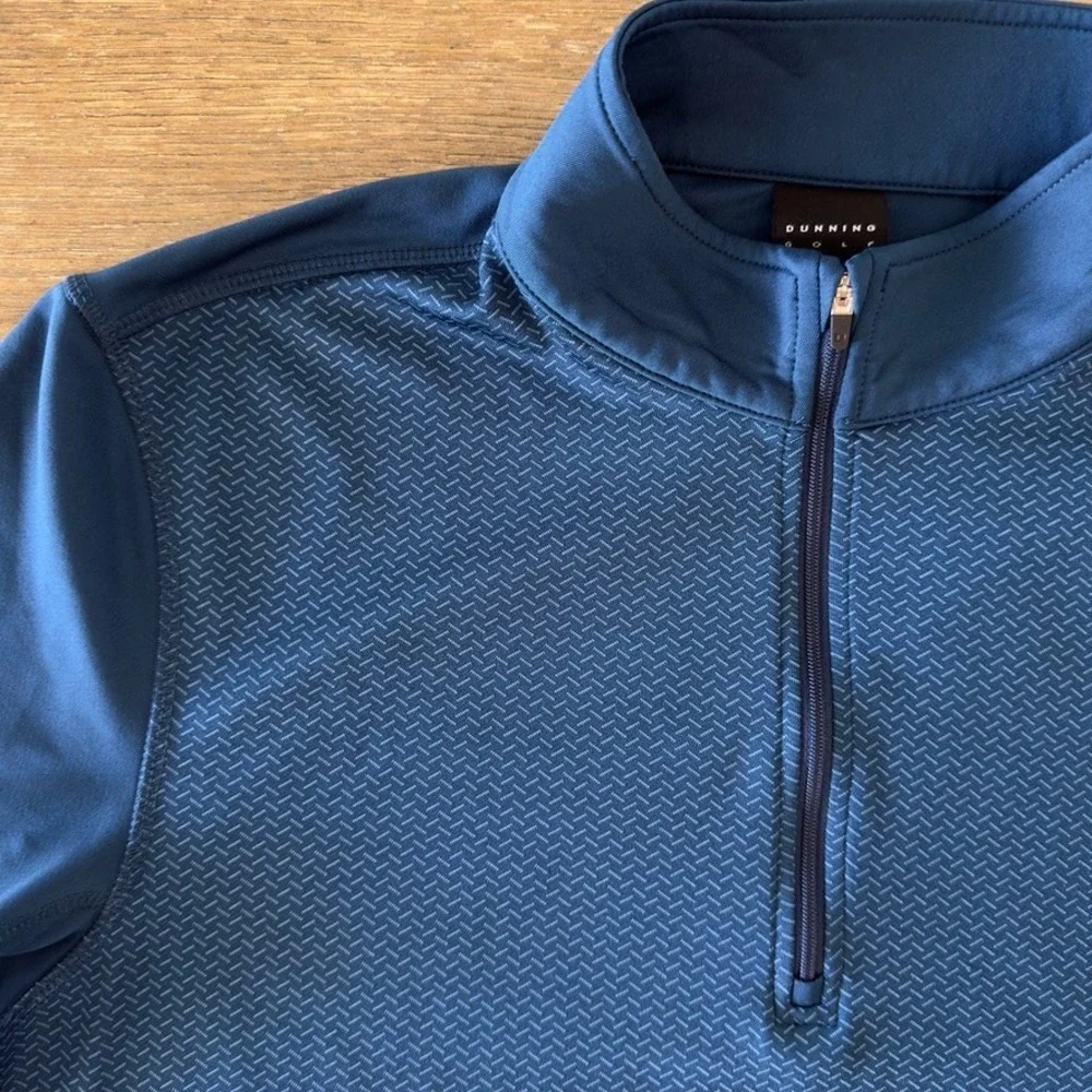 Dunning Golf Kerim 1/4 Zip Golf Jacquard Performance Pullover-Blue-Men's Sz M‎